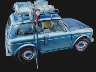 Blue Travel Car Low-poly 3D model