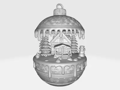 Charming Winter Cabin Christmas Ornament Snowy Holiday Village  3D print model