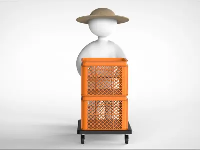 farmer and push car 3D model