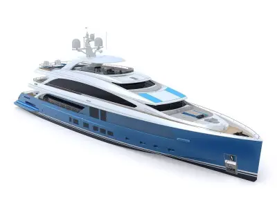 Luxury Ocean Blue Sport Yacht 3D Model 3D model