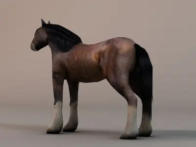 Heavy draft horse Low-poly 3D model