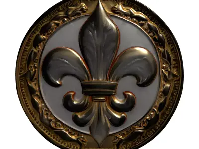 Ornate Golden Fleurdelis Emblem Low-poly 3D model