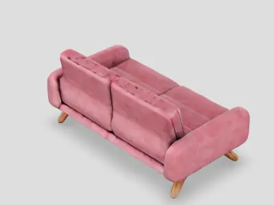 Blush Comfort Tufted Two-Seater Sofa 3D model