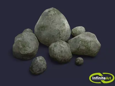 Rocks three Free low-poly 3D model