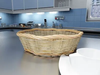 Wicker Fruit or Bread Basket 3D model
