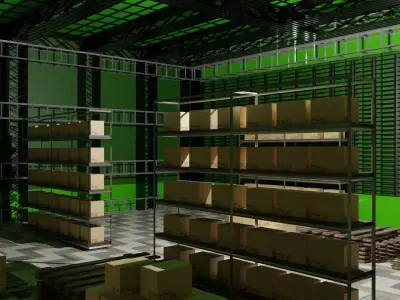 Warehouse Interior Low-poly 3D model