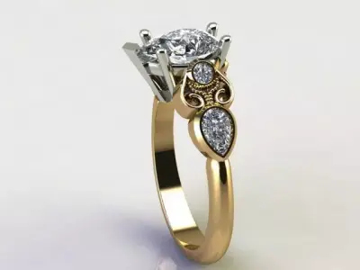 Pear shape Engagement ring  3D model
