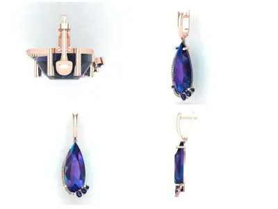 Earrings p 1 gemstone pendant 3D print model