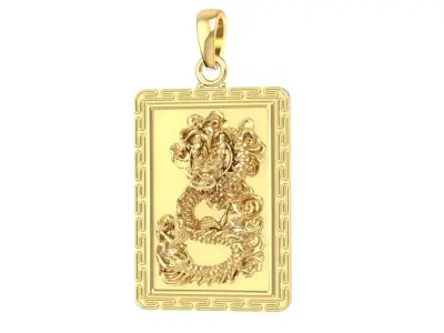 Luxury Chinese Dragon Rectangle Pendant for Men  3061 3D print model