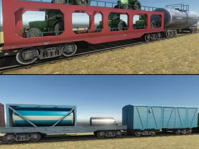 Trains Pack Low-poly 3D model