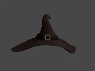 Halloween Witch Hat with Ribbon and Buckle Low-poly 3D model