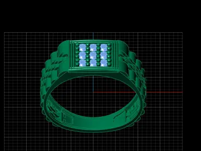 Print Ready STL 3DM  Gents Rings Diamond Men Ring  3D print model 66