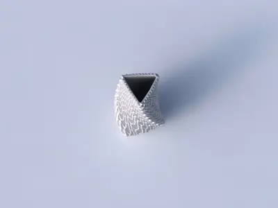 Vase twist triangle with wavy grid piramides 3D print model