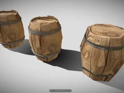 Wooden barrel Free low-poly 3D model