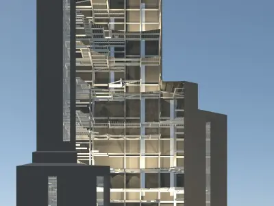 Industrial tower in curvy cutaway section 25i07 3D model