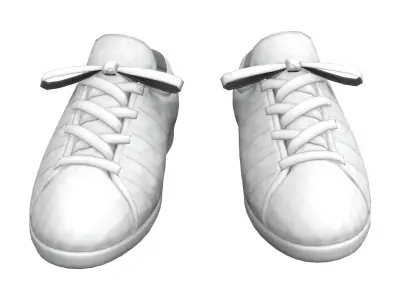 Mens White Sport Shoes Low-poly 3D model