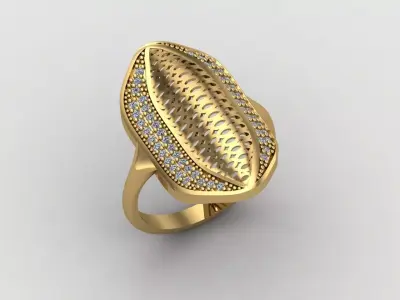 Women Ring With Stone Diamond Ready STL 3DM Models Womens Rings 3D print model 17