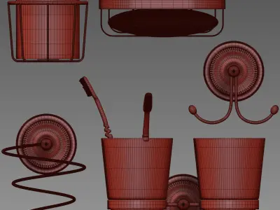 Luxury Gold Color Brass Bathroom Accessories Set 3D model