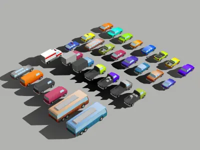 Low Poly Car Pack Low-poly 3D model