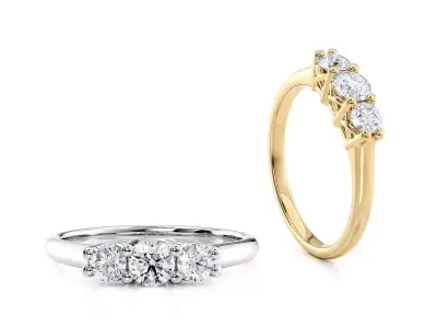 Jewelry Engagement Trilogy Round Ring  Printable model 3D print model