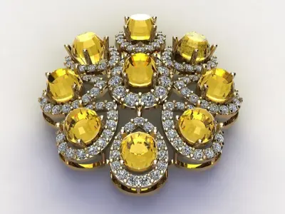 Pendant with natural gem cambodia 3D model