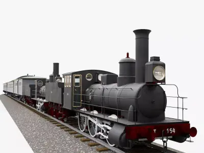 Steam locomotive type 030 series Gv Low-poly 3D model