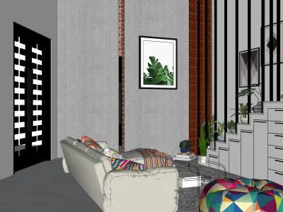 EXTERIOR INTERIOR C HOUSE 2 FLOOR Low-poly 3D model