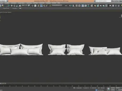 White Bed Pillows 02  3 sets  14 different Pillows 3D model 3D model
