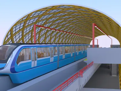 Elevated monorail station 3D model