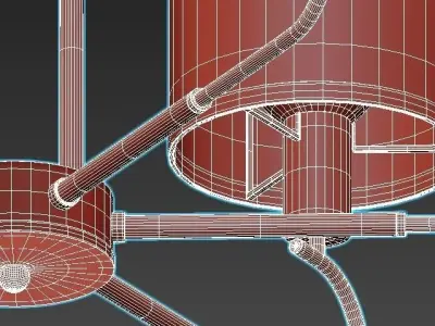 konrad light chrome chandelier with glass cylinders 3D model