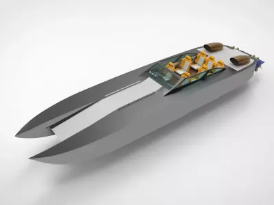 catamaran speed boat Low-poly 3D model