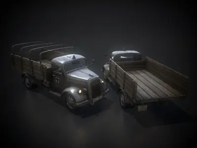 Low Poly Opel Blitz Truck Low-poly 3D model