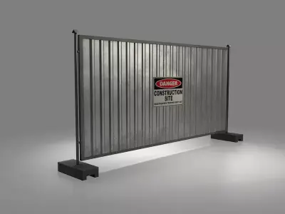 Construction Site Fence  Low-poly 3D model