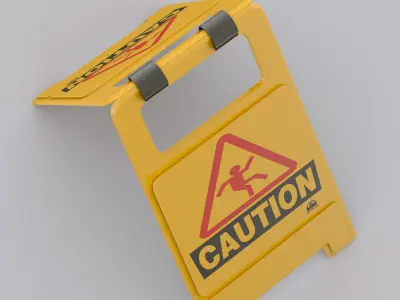 Caution Floor Sign Low-poly 3D model