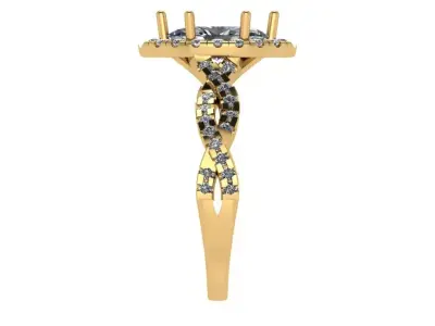 marquise solitaire ring with criss cross shank  3D print model