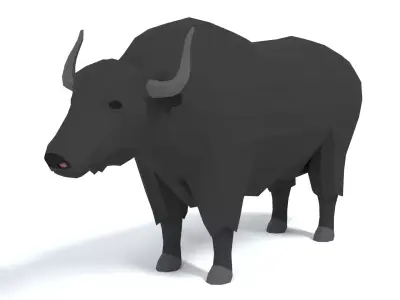 Low Poly Cartoon Yak Low-poly 3D model