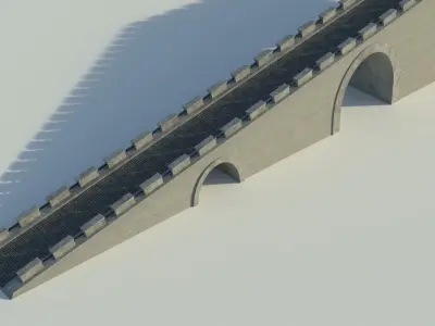 Bridge 3D model great wall of china Low-poly 3D model