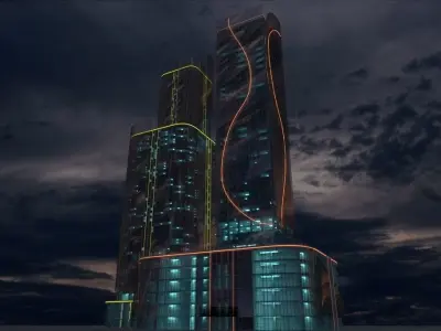 Sci-Fi 4 futuristic skyscrapers - futuristic skyscrapers 3D model