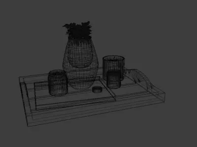 Table Decoration Candles in Tray 3D model
