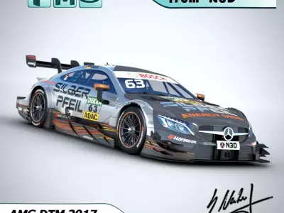 DTM AMG C63 2017 Maro Engel Silberpfeil 3D model