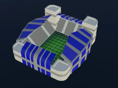 Football Stadium - Blue Low-poly 3D model
