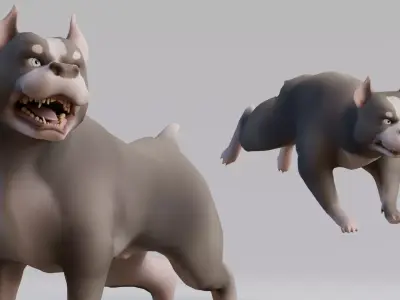 Low poly - Stylized dog - Pitbull Low-poly 3D model