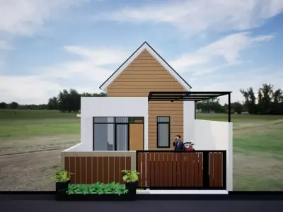 Simple Modern Residential House Exterior Low-poly 3D model