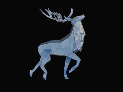 Polygonal Elk Deer Low-poly 3D model