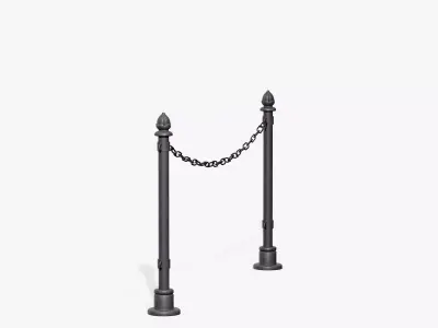 Chain Barrier B Low-poly 3D model