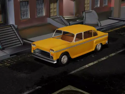 lowpoly Taxi Car -  Game ready - Checker Marathon -NYC Low-poly 3D model