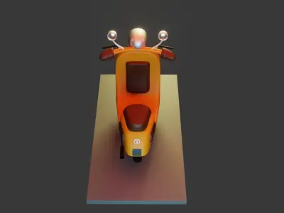 Cartoony Vintage Scooter Low-poly 3D model