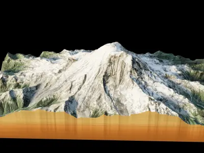 snowy mountain with slopes and forests Free 3D model