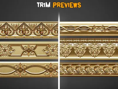 50 Ornaments Trim Brushes   Vol 40 Low-poly 3D model