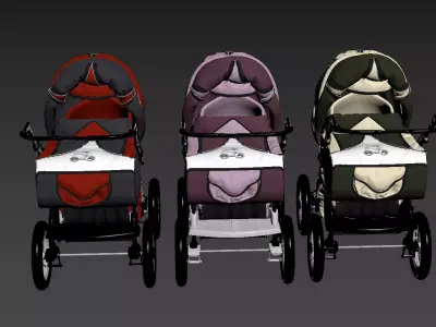 BabyCar three baby strollers Free 3D model